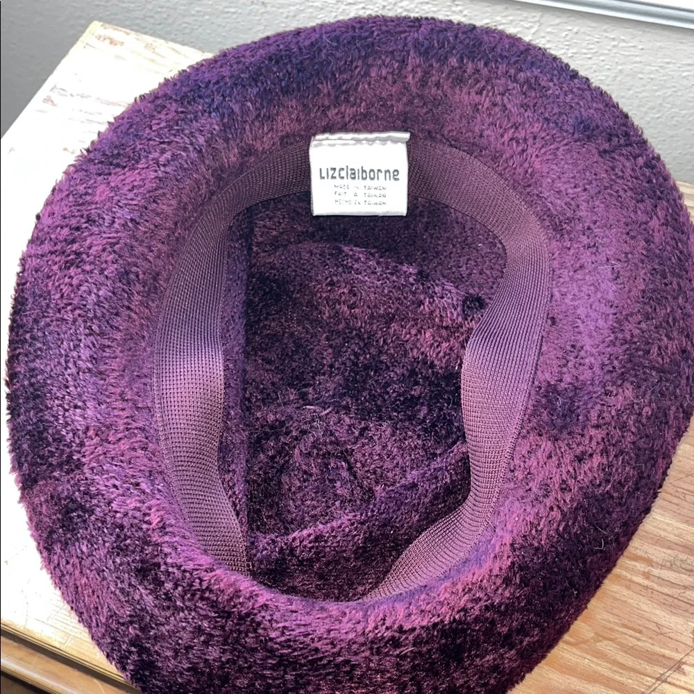 Liz‎ Claiborne Deep Burgundy Purple Women's Velour Bucket Hat